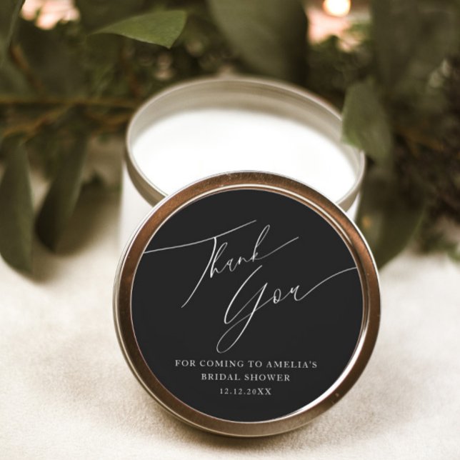 Adesivo Preto e Branco Simples Obrigado Chá de panela (Criador carregado)