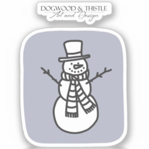 Adesivo Preto e Branco sobre Doodle Winter Snowman