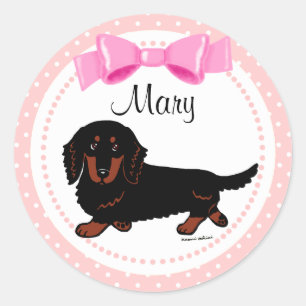 Adesivo Preto e Dachshund de cabelos compridos 1 de Tan