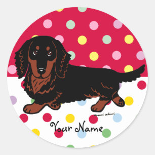 Adesivo Preto e Dachshund de cabelos compridos 1 de Tan