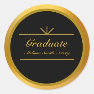Adesivo Preto e Dourado de Graduado Elegante
