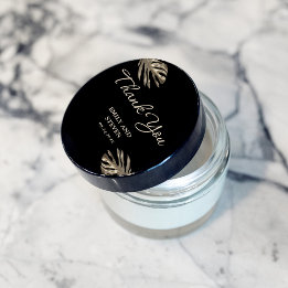 Adesivo Preto e Dourado Elegante Obrigado Favor do Casamen