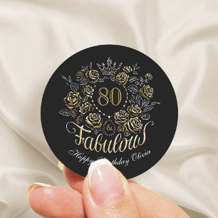 Adesivo Preto e Dourado Floral Elegante 80 e Fabuloso Aniv