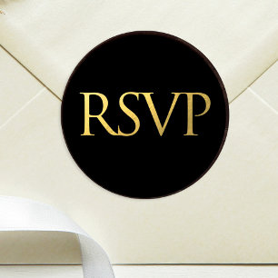 Adesivo Preto e folha Dourado RSVP do falso