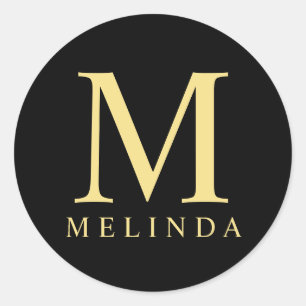 Adesivo Preto e monograma elegante Dourado