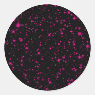 Adesivo Preto e Rosa Quente com Brilho Estrelas Glitter