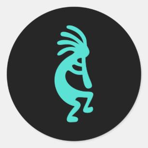 Adesivo Preto e turquesa Kokopelli