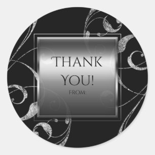 Adesivo Preto e Vidro Prateado Falso Floral Redemoinho Ele