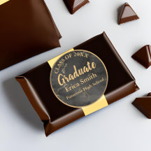 Preto Elegante E Favor De Graduação Dourada