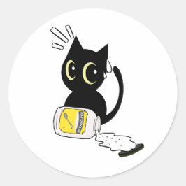 Adesivo Preto Engraçado Gato derramado maionese