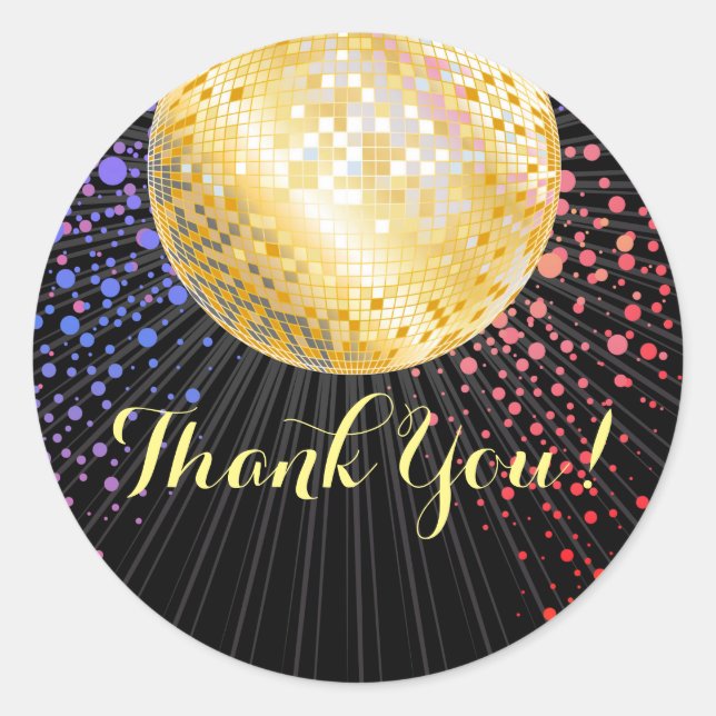 Adesivo preto, festa da discoteca, obrigado que você marqu (Frente)