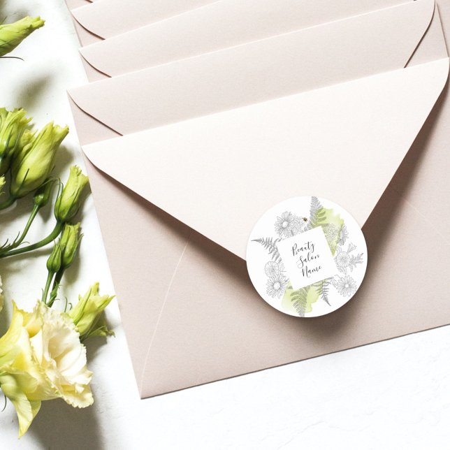 Adesivo Preto Floral Simples Elegante E Branco (Criador carregado)