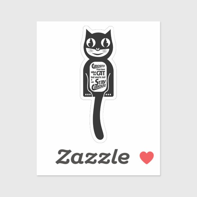 Adesivo Preto Gato Curioso (Folha)