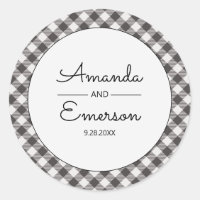 Preto Gingham Verificar Favor Casual de Casamento