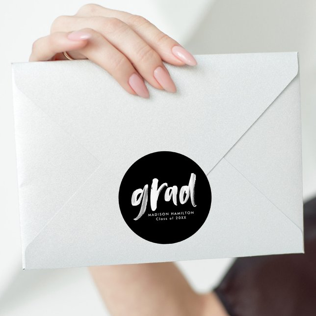 Adesivo Preto | Graduação de Formando de Script de Pincel (Criador carregado)