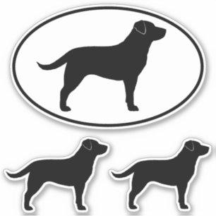Adesivo Preto Labrador Retriever Lab Silhuettes Stickers