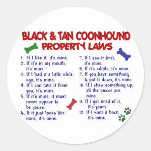 Adesivo PRETO & leis 2 da propriedade do COONHOUND do TAN