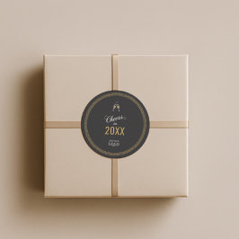 Adesivo Preto Moderno e Feliz ano novo Dourado Meander Gre