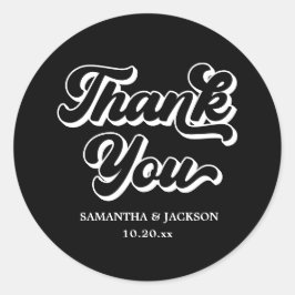 Adesivo Preto, Obrigado, Favor de Casamento