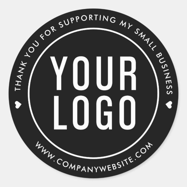 Adesivo Preto Obrigado Por Apoiar Minha Pequena Empresa (Frente)