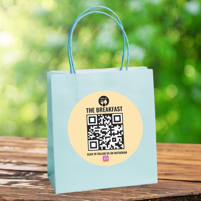 Adesivo Preto, Peach Modern Business Instagram Qr Code (Criador carregado)