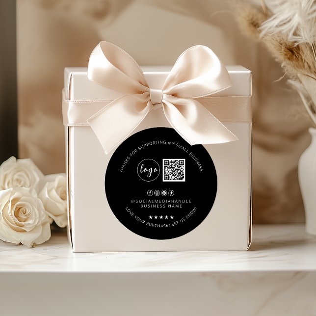 Adesivo Preto personalizado minimalista, obrigado (Minimalist Custom Black Thank You Sticker)