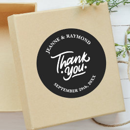 Adesivo Preto Personalizado Moderno Obrigado Favor De Casa