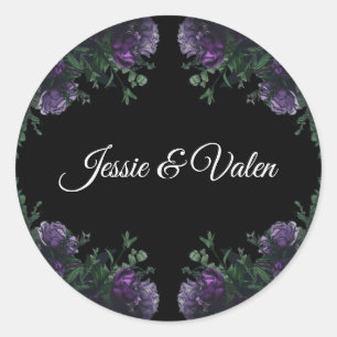 Adesivo Preto Púrpura Floral Elegante Gótico