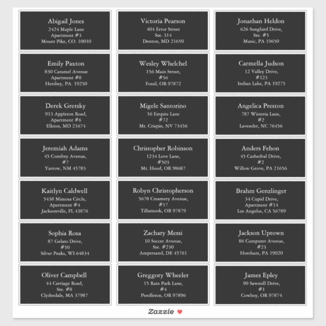 Adesivo Preto Simples Endereço de Convidado para Natal Mod (Folha)