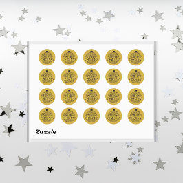 Adesivo Preto Simples no Dourado Feliz Natal |