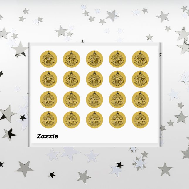 Adesivo Preto Simples no Dourado Feliz Natal | (Criador carregado)