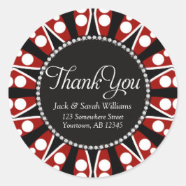 Adesivo Preto Vermelho + Branco Obrigado Pinheiros redondo