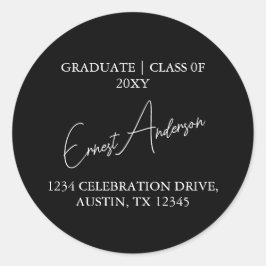 Adesivo Preto White Modern Graduação Retorno Endereço Selo