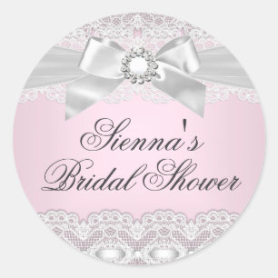 Adesivo Pretty Lace & Bow Rosa para Chá de Noiva