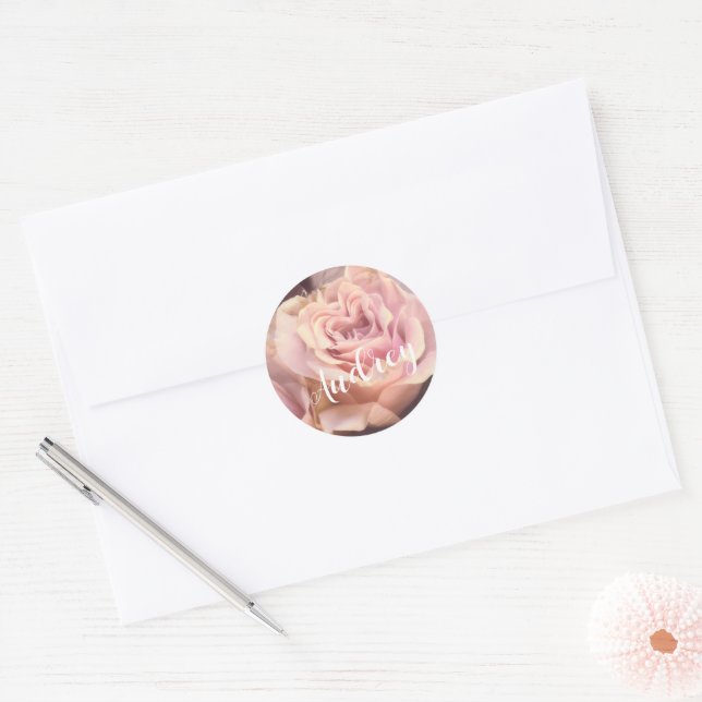 Adesivo Pretty Pink Rose On Pale Gray  (Envelope)