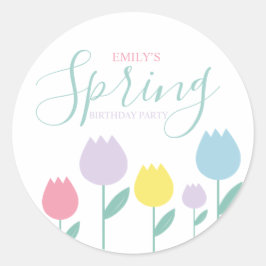 Adesivo Pretty Spring Tulips Pastel Floral Birthday Party