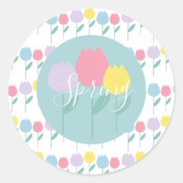 Adesivo Pretty Spring Tulips Pastel Floral Birthday Party