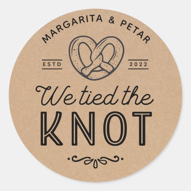 Adesivo Pretzel Bolsas Que Nós Ligamos O Knot Rustic Kraft (Frente)