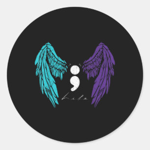 Adesivo Prevenção ao Suicídio Life Semicolon & Angel Wing