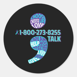 Adesivo Prevenção ao suicídio Sensibilização Semicolon Pre