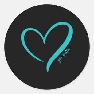Adesivo Prevenção Suicida Sensibilização Coração Roxo-Teal