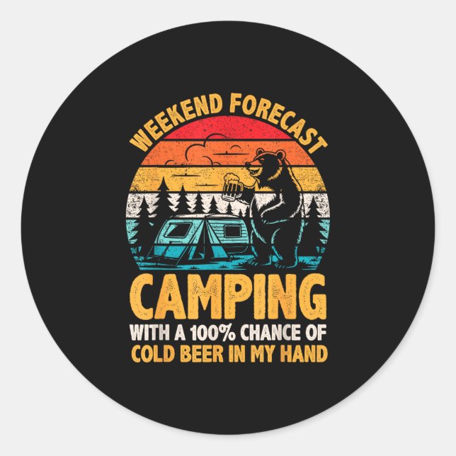 Adesivo Previsão de fim de semana de camping 100% de chanc (Frente)