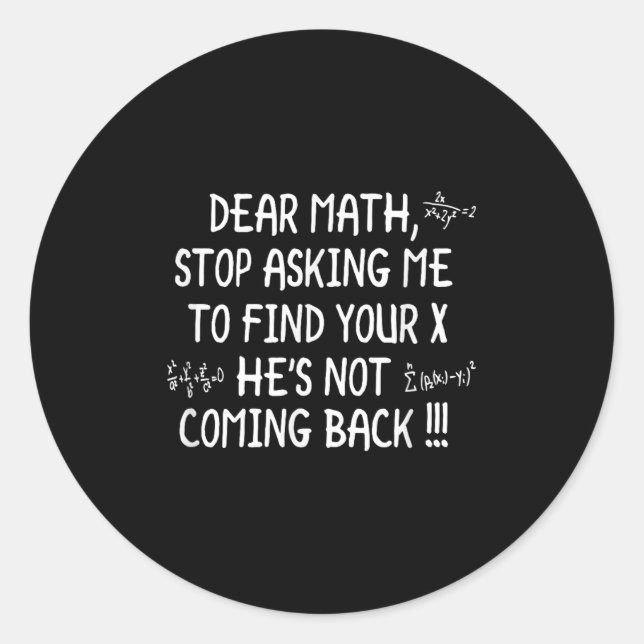 Adesivo Prezada citação de Matemática Engraçada (Frente)