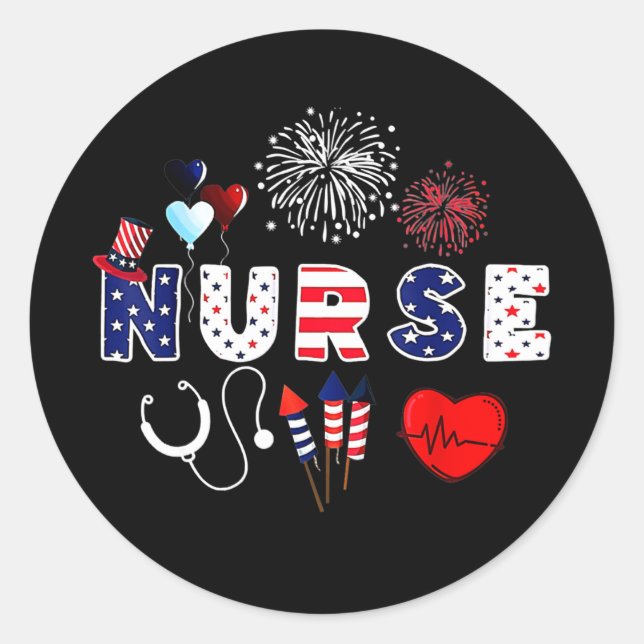 Adesivo Pride Nurse USA Flag Stethoscope Patriotic Nurse (Frente)