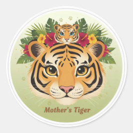 Adesivo Primary: Cute Mother Tiger and Cub Sticker - Maa b