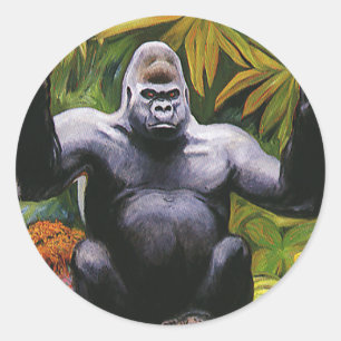 Adesivo Primata da selva do vintage, gorila da planície d