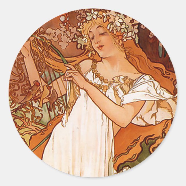 Adesivo Primavera - Alphonse Mucha Art Nouveau (Frente)
