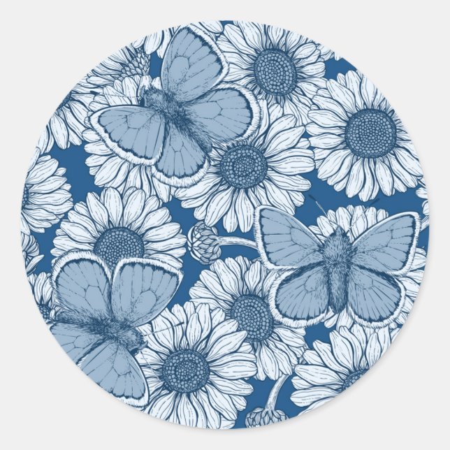 Adesivo Primavera azul, flores silvestres, margaridas (Frente)