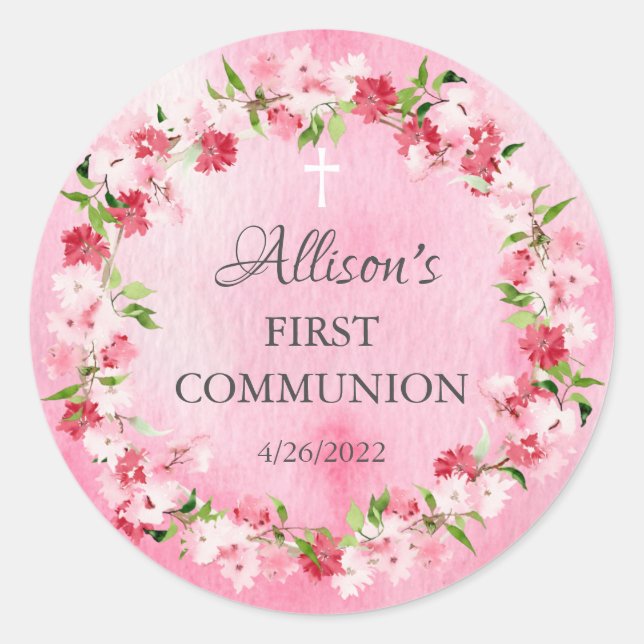 Adesivo Primavera Blossoms Floral Communion Classic Round  (Frente)
