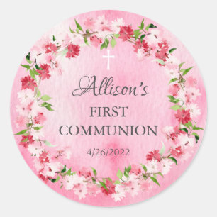 Adesivo Primavera Blossoms Floral Communion Classic Round 